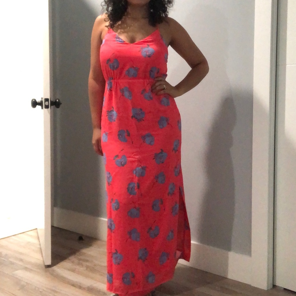 J crew floral red maxi dress size 8
